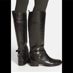 Tory Burch black leather Brita riding BOOTS